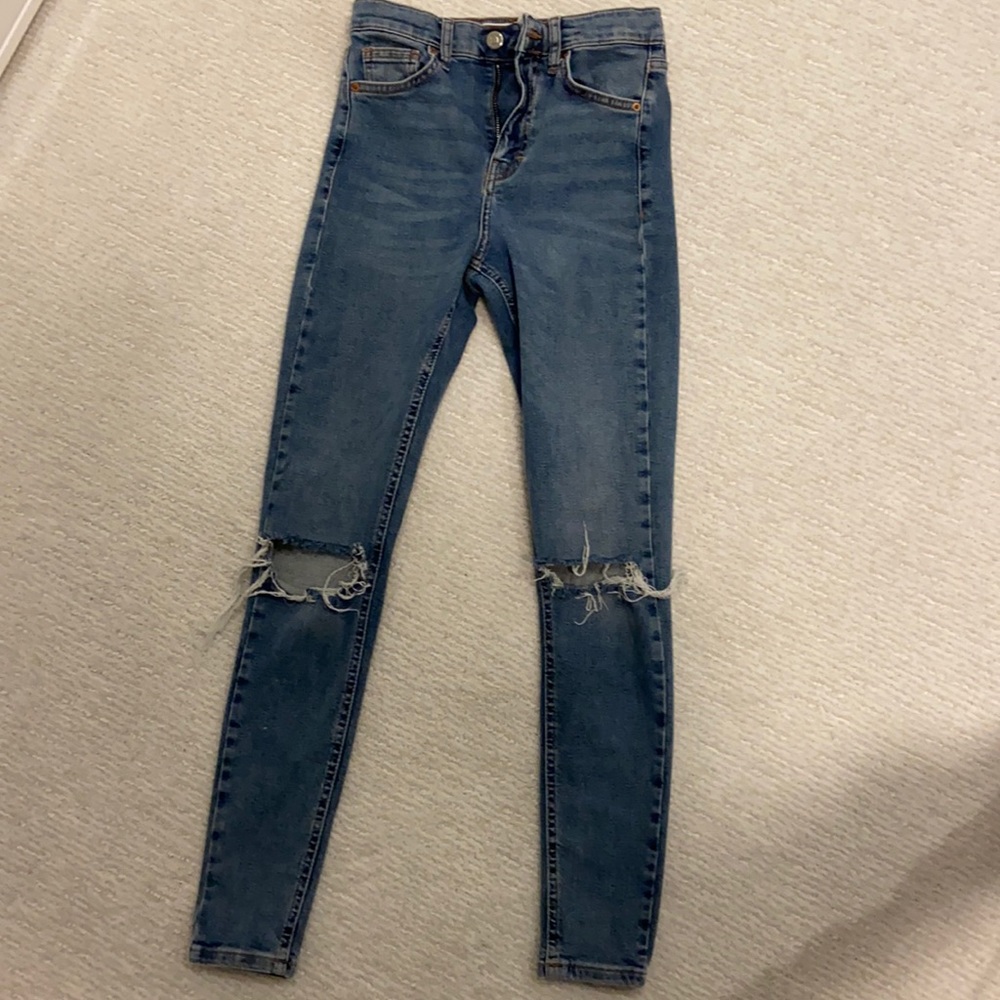 Dark blue Top Shop distressed jeans
